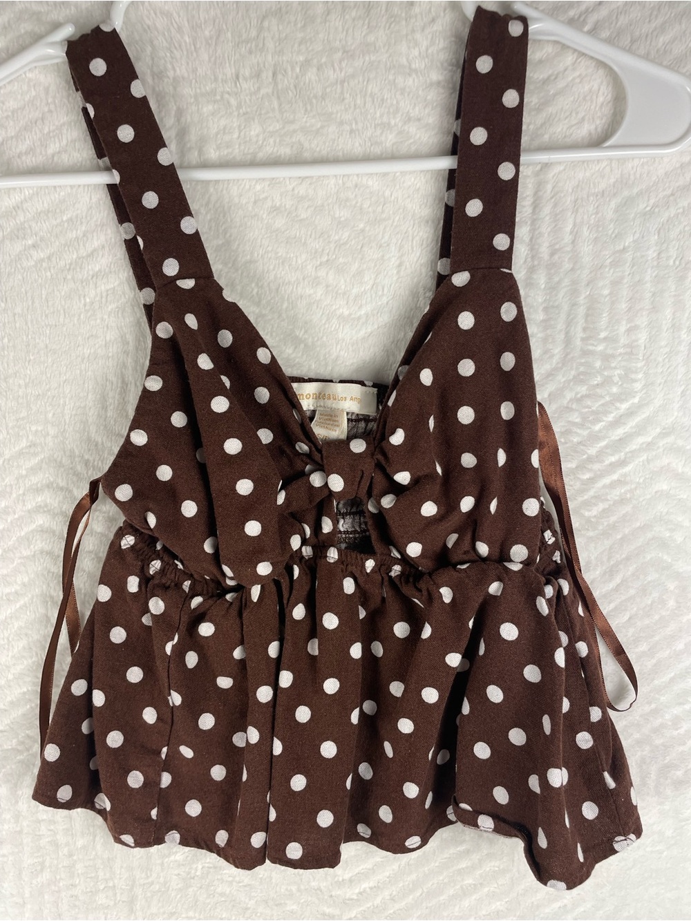 Polka Dot Brown Peplum Tank Top
